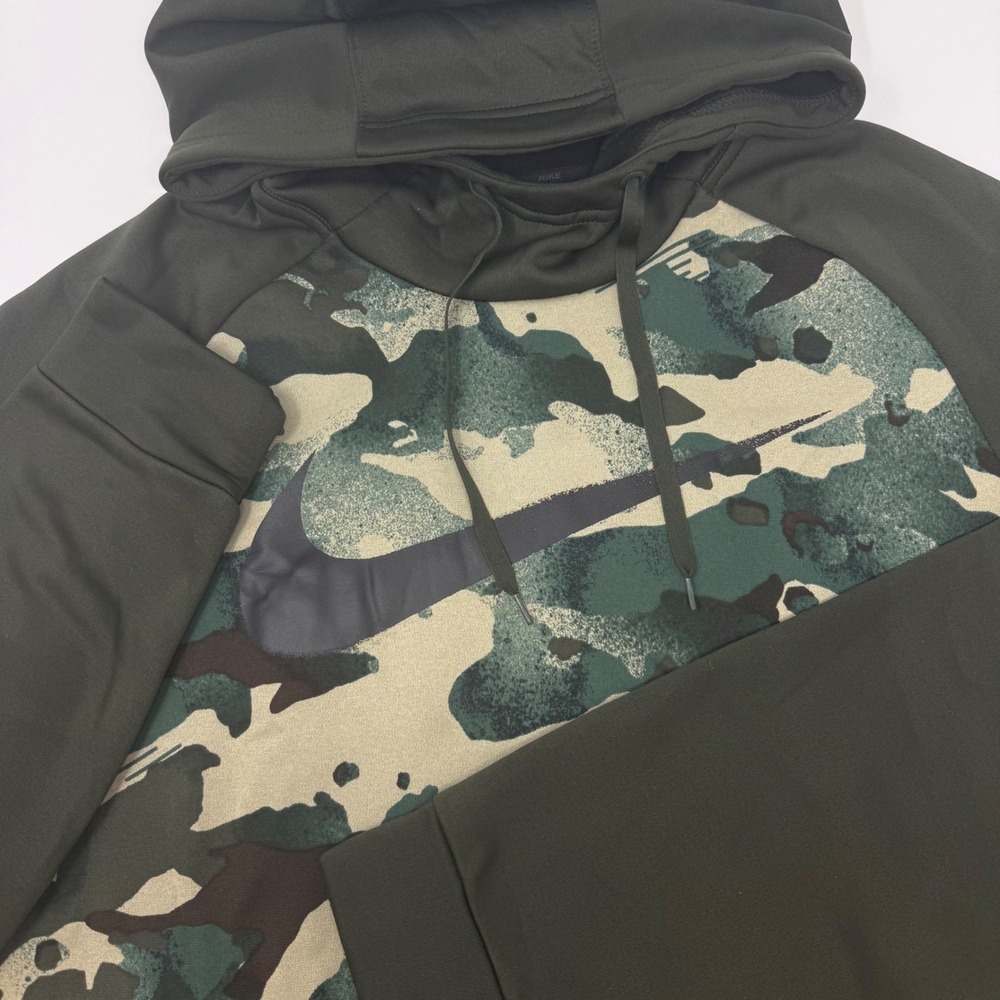 Nike Mens Dri-FIT Camo Hoodie Green Woodland‎ Swoosh Training Sweatshirt Large